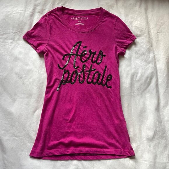 Pink Sequin Aero Baby Tee - Picture 1 of 6